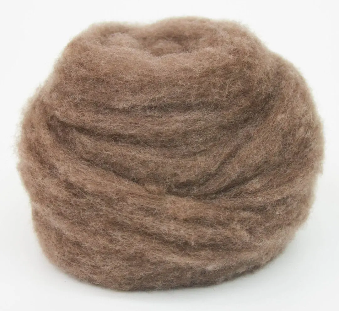 A ball of brown wool yarn.